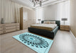 Round Machine Washable Transitional Deep-Sea Green Rug in a Office, wshpat1943lblu