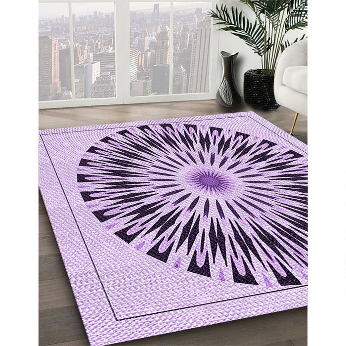 Patterned Orchid Purple Rug in Family Room, pat1943pur