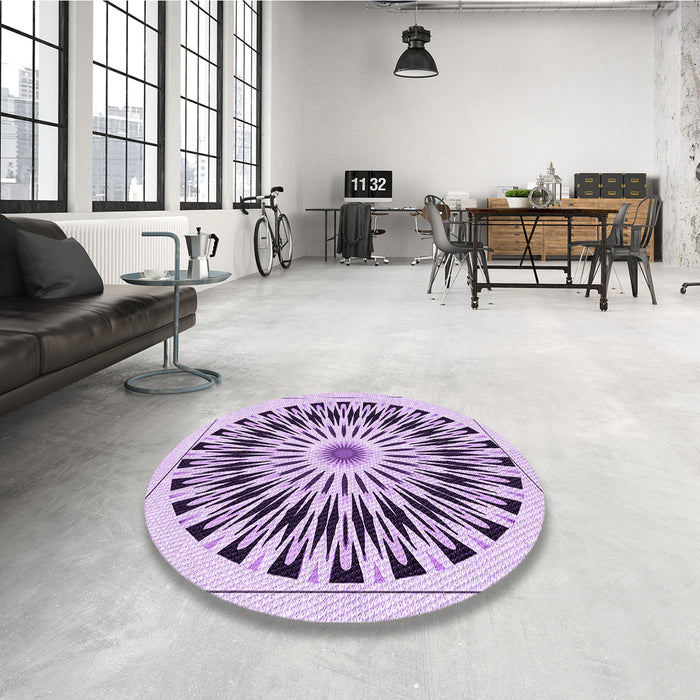 Round Patterned Orchid Purple Rug in a Office, pat1943pur