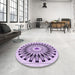 Round Patterned Orchid Purple Rug in a Office, pat1943pur