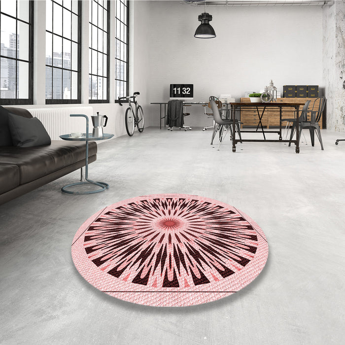 Round Patterned Light Rose Pink Rug in a Office, pat1943rd