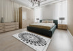 Machine Washable Transitional Carbon Gray Rug in a Bedroom, wshpat1943