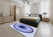 Round Machine Washable Transitional Blue Rug in a Office, wshpat1944blu