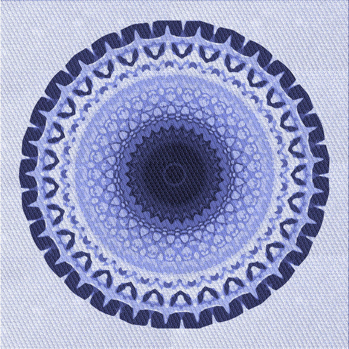 Round Machine Washable Transitional Blue Rug, wshpat1944blu