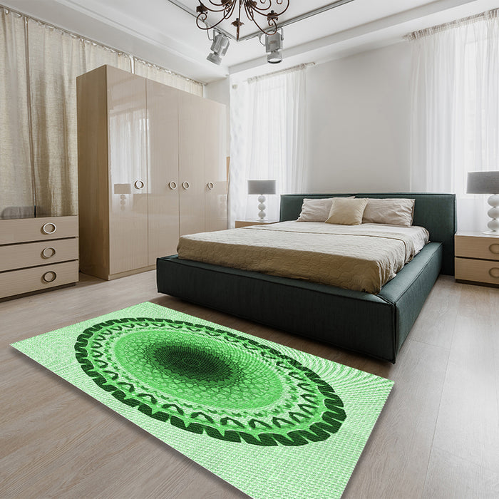 Patterned Jade Green Rug in a Bedroom, pat1944grn