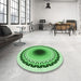 Round Patterned Jade Green Rug in a Office, pat1944grn