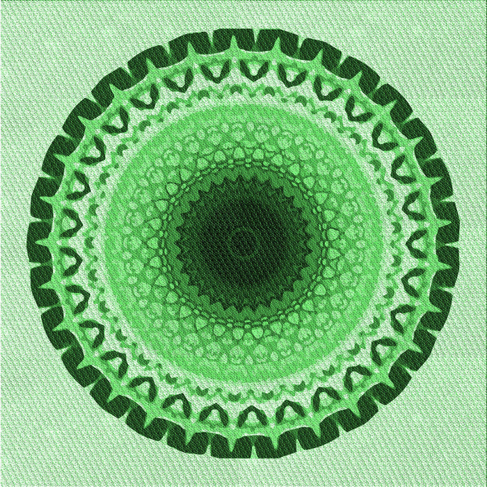 Round Machine Washable Transitional Jade Green Rug, wshpat1944grn