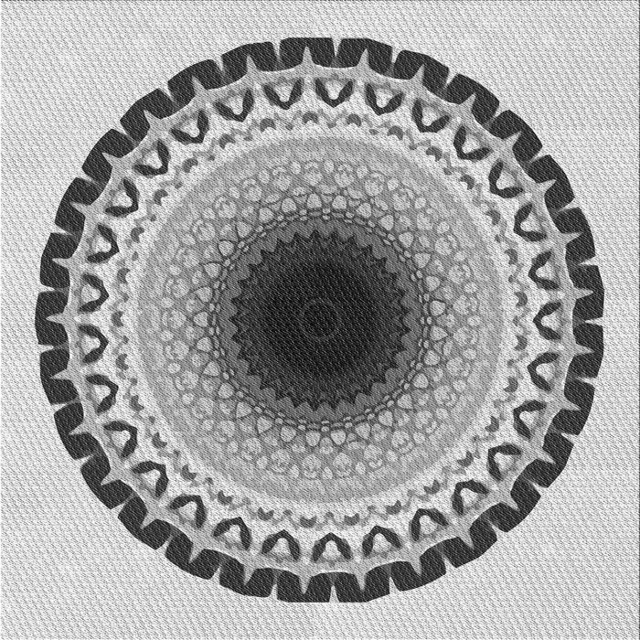 Round Machine Washable Transitional Gray Rug, wshpat1944gry