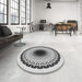 Round Patterned Gray Rug in a Office, pat1944gry