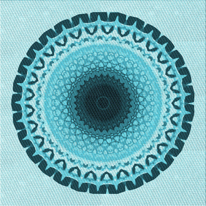 Round Patterned Blue Rug, pat1944lblu