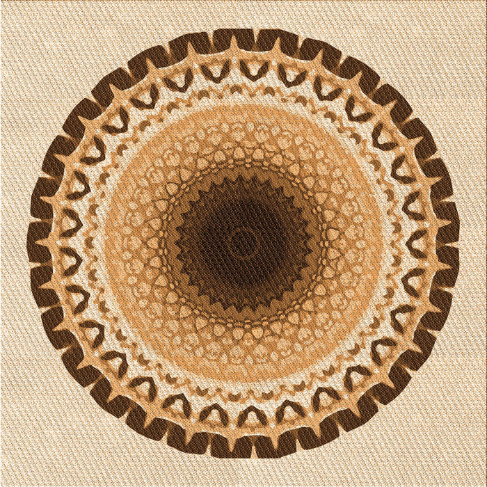 Round Machine Washable Transitional Brown Gold Rug, wshpat1944org