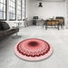 Round Patterned Red Rug in a Office, pat1944rd