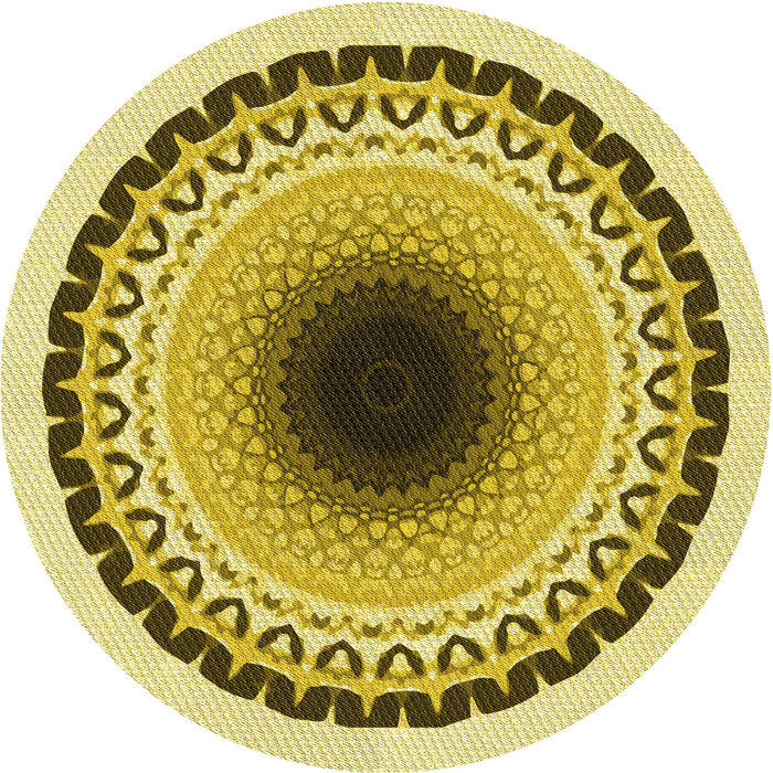 Square Patterned Dark Yellow Green Rug, pat1944yw