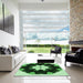 Machine Washable Transitional Dark Forest Green Rug in a Kitchen, wshpat1945grn