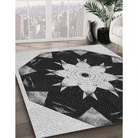 Patterned Charcoal Black Rug, pat1945gry