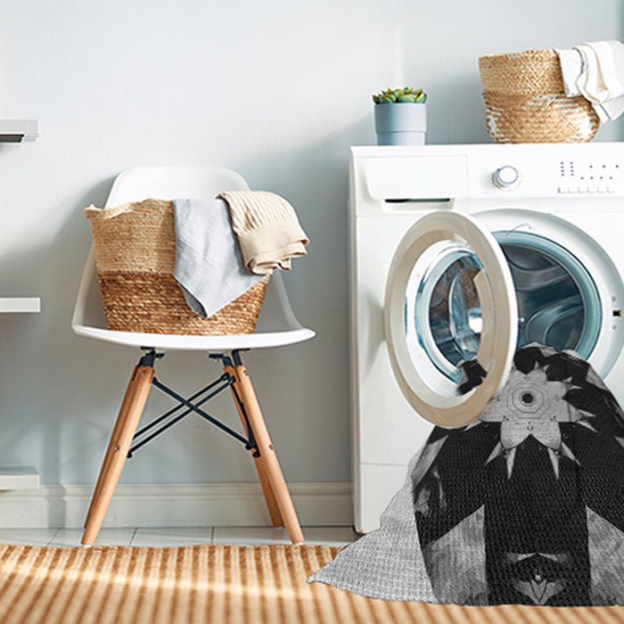 Machine Washable Transitional Charcoal Black Rug in a Washing Machine, wshpat1945gry