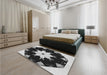 Patterned Charcoal Black Rug in a Bedroom, pat1945gry