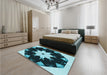 Patterned Deep Teal Green Rug in a Bedroom, pat1945lblu