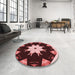 Round Patterned Pastel Pink Rug in a Office, pat1945rd