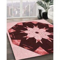 Patterned Pastel Pink Rug, pat1945rd