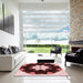 Square Patterned Pastel Pink Rug in a Living Room, pat1945rd