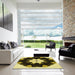 Square Patterned Black Brown Rug in a Living Room, pat1945yw