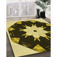 Patterned Black Brown Rug, pat1945yw