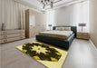 Patterned Black Brown Rug in a Bedroom, pat1945yw