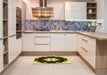 Patterned Black Brown Rug in a Kitchen, pat1945yw