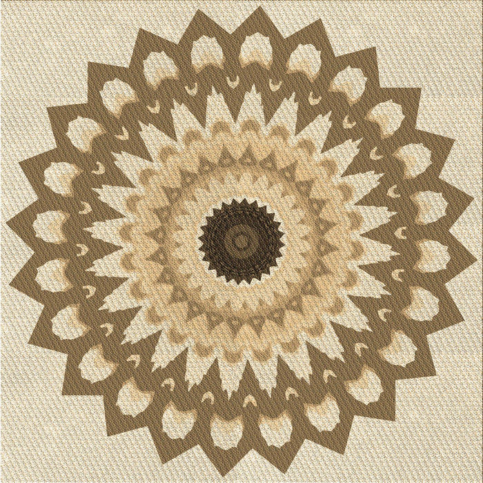 Round Machine Washable Transitional Khaki Gold Rug, wshpat1946brn