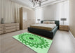 Patterned Jade Green Rug in a Bedroom, pat1946grn