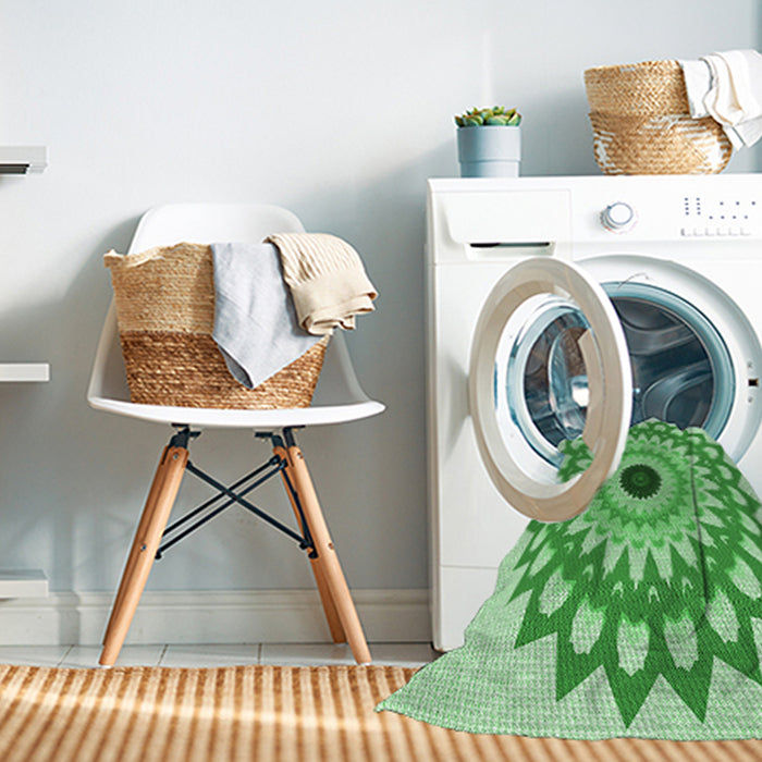 Machine Washable Transitional Jade Green Rug in a Washing Machine, wshpat1946grn