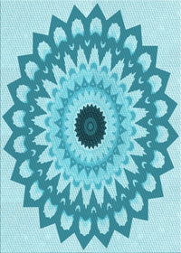 Machine Washable Transitional Dark Turquoise Green Rug, wshpat1946lblu