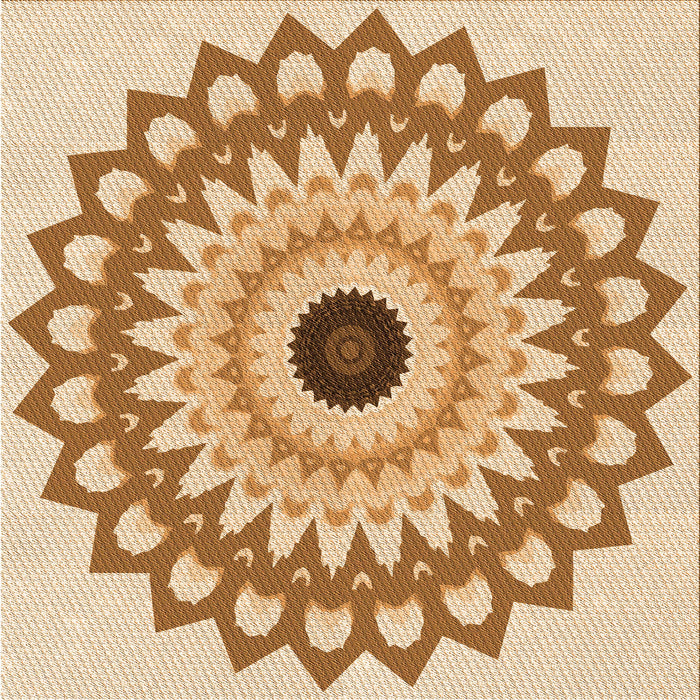 Round Patterned Pastel Orange Rug, pat1946org