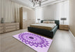 Patterned Blossom Pink Rug in a Bedroom, pat1946pur