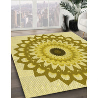 Patterned Dark Golden Brown Rug, pat1946yw