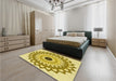 Round Machine Washable Transitional Dark Golden Brown Rug in a Office, wshpat1946yw