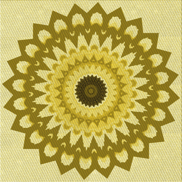 Round Patterned Dark Golden Brown Rug, pat1946yw