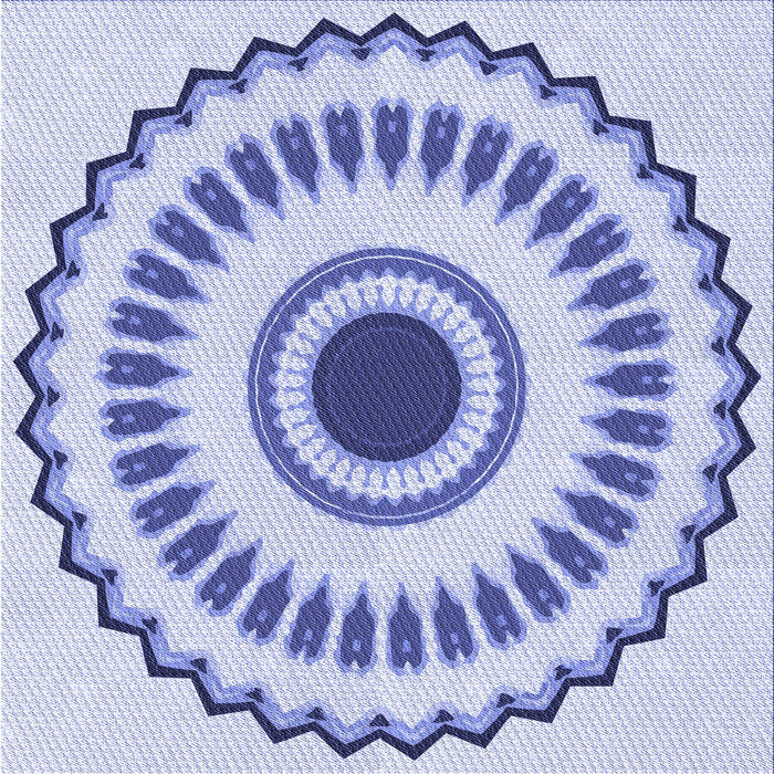 Round Patterned Blue Rug, pat1947blu