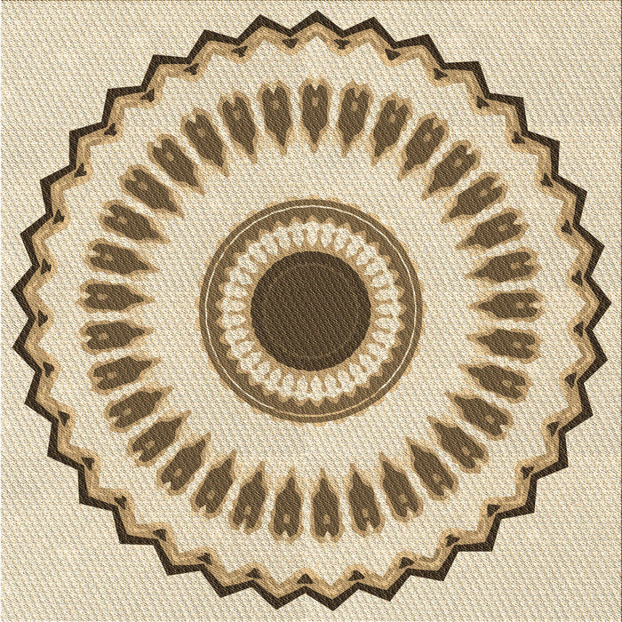 Round Patterned Golden Blonde Gold Rug, pat1947brn