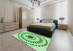 Patterned Green Rug in a Bedroom, pat1947grn