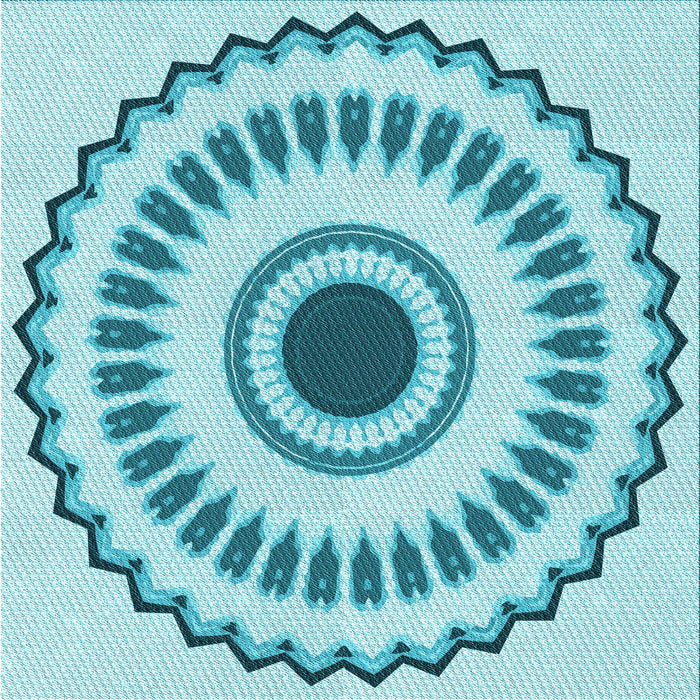 Round Machine Washable Transitional Blue Rug, wshpat1947lblu