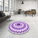 Round Patterned Purple Rug in a Office, pat1947pur