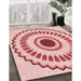 Patterned Red Rug in Family Room, pat1947rd