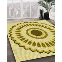 Patterned Dark Golden Brown Rug, pat1947yw