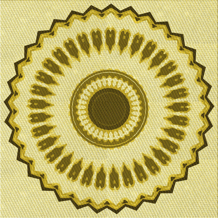 Round Patterned Dark Golden Brown Rug, pat1947yw