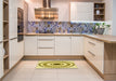 Patterned Dark Golden Brown Rug in a Kitchen, pat1947yw