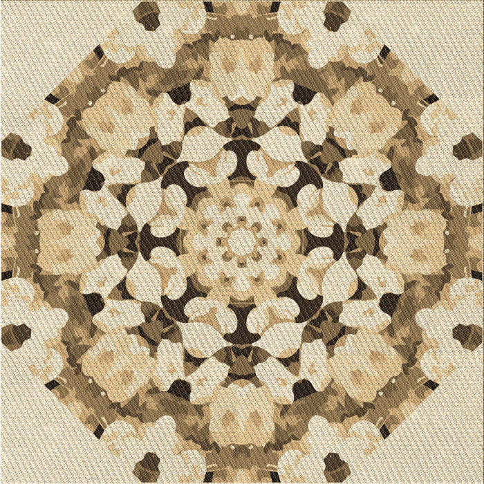 Round Machine Washable Transitional Khaki Gold Rug, wshpat1948brn