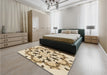 Patterned Khaki Gold Rug in a Bedroom, pat1948brn