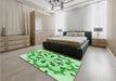 Patterned Jade Green Rug in a Bedroom, pat1948grn